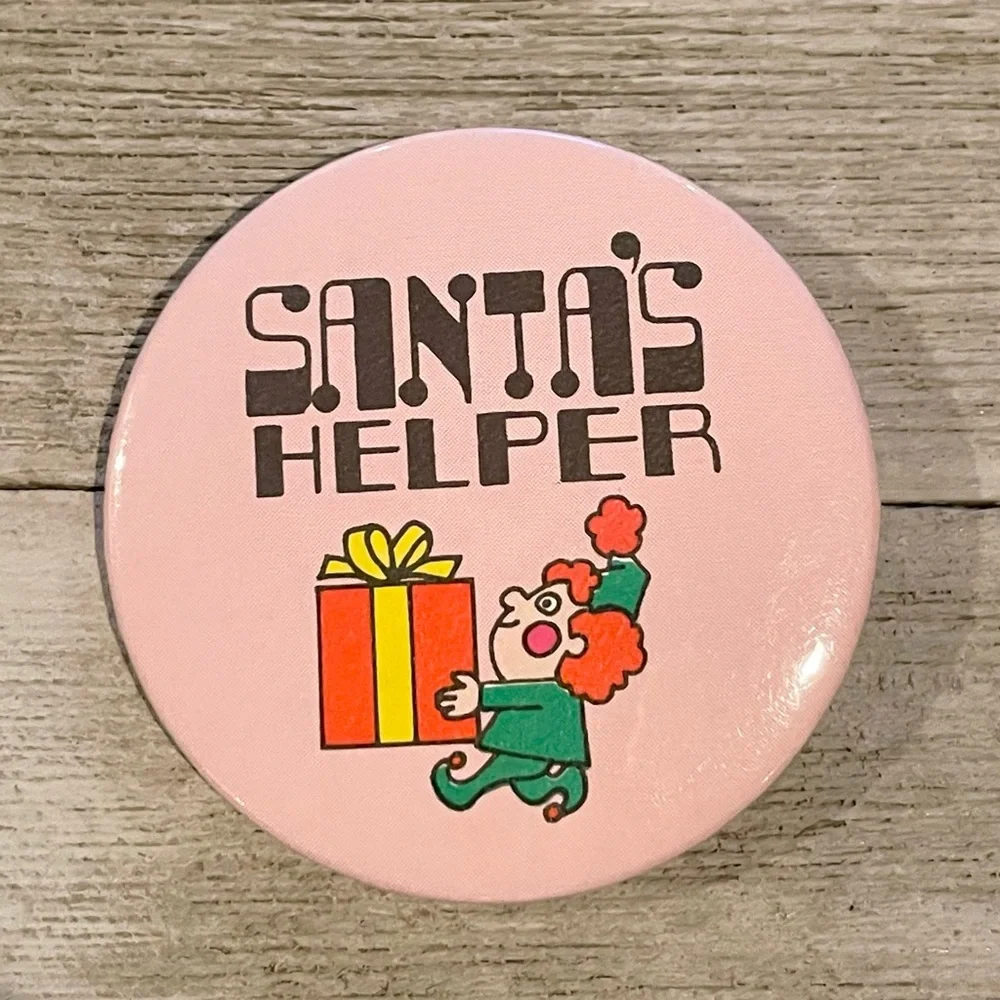 Santa’s Helper Holiday Pin-back Button - Picture 1 of 2